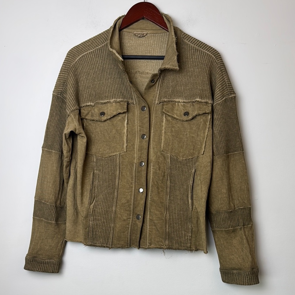 POL woman's I oversized  Olive Green shirt Jacket sz S